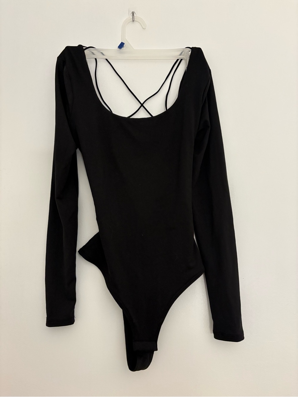 Windsor Black Long-Sleeve Crisscross Back Bodysuit